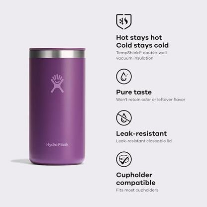 Hydro Flask Travel Coffee Cup – Insulated Stainless Steel, Non-Spill, Leak Resistant to-Go Tumbler 16 Oz Black