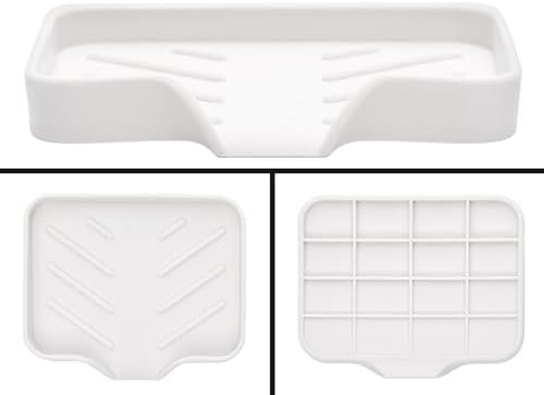 Silicone Soap Dish & Tray - Self Draining, Durable Rubber with Drainage - Kitchen & Shower Soap Holder