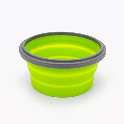 CCyanzi 3piece Round Collapsible Bowl with Lids, Silicone Food Storage Containers, Microwave & Freezer Safe, Space Saving for Kitchen Cabinet and Camping Backpack,(Green Gray)