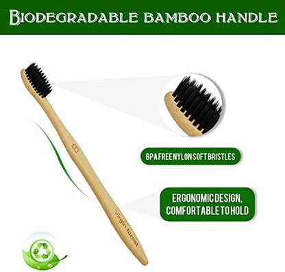 Virgin Forest Bamboo Toothbrushes 10pk, Soft BPA Free Biodegradable