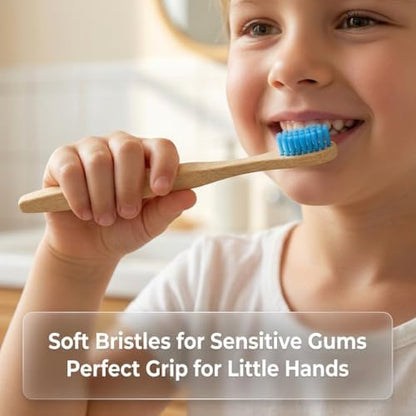 Premium Bamboo Kids Toothbrushes - 10 Color Value Pack, BPA Free Ultra Soft Bristles, Eco-Friendly Biodegradable Compostable Manual Toothbrush for Toddlers and Young Children