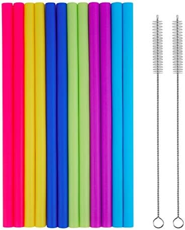 tifanso 14PCS 10" Extra Wide Reusable Silicone Straws for 20/30oz Tumblers