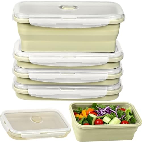 Collapsible Food Storage Containers with Airtight Lid 40.5oz 4 Pack