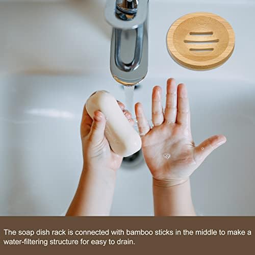 uxcell Wooden Soap Dish, 4Pack Natural Bamboo Soap Saver Tray Self Draining Soap Holder for Bathroom, Bathtub, Kitchen Sink
