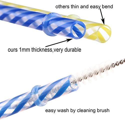 Dakoufish 12 Piece 11 Inch Reusable Plastic Thick Replacement Straws for 16 OZ 20 OZ 30 OZ Stanley,YETI,Starbucks, Owala Tumblers with Brush (11inch, Mix 12color)
