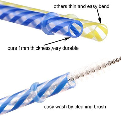 Dakoufish 12 Piece 11 Inch Reusable Plastic Thick Replacement Straws for 16 OZ 20 OZ 30 OZ Stanley,YETI,Starbucks, Owala Tumblers with Brush (11inch, Mix 12color)