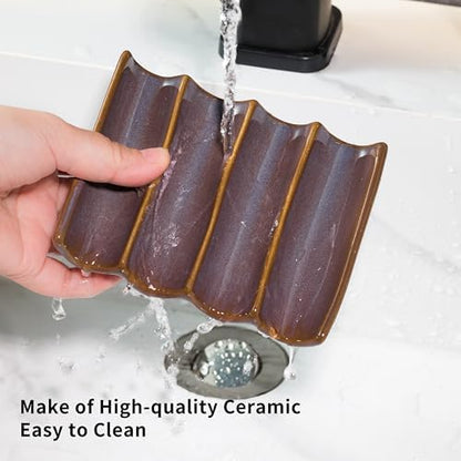 Ceramic Soap Dish for Shower, Bar Soap Holder for Bathroom Keep Dry