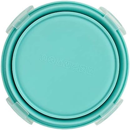 Collapsible Bowl Silicone Collapsible Container Food Storage Containers Collapsible Camping Bowl for Travel Camping Hiking with Airtight Plastic Lids and 2Pack Silicone Dish Sponges- Blue, 800ml
