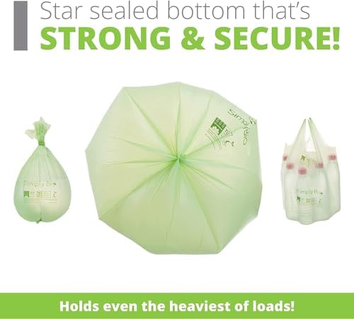 3 Gallon Compostable Trash Bags with Handle-Tie, Thick 0.67 Mil, 11.36 Liter, 80 Bags, Small Kitchen Food Scrap Waste Bag, ASTM D6400, US BPI and OK Compost Home Certified