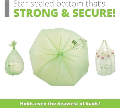 3 Gallon Compostable Trash Bags with Handle-Tie, Thick 0.67 Mil, 11.36 Liter, 80 Bags, Small Kitchen Food Scrap Waste Bag, ASTM D6400, US BPI and OK Compost Home Certified