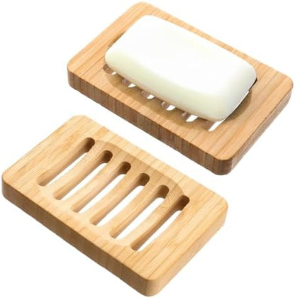2 Pack Wood Soap Dish for Shower, Natural Wooden Bar Soap Holder