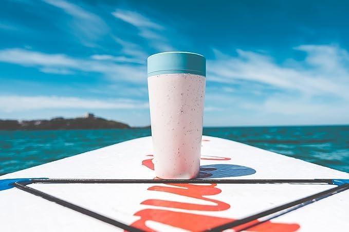Circular and Co Reusable Coffee Cup 12oz/340ml - The World's First Travel Mug Made from Recycled Coffee Cups, 100% Leak-Proof, Sustainable & Insulated (Cream & Faraway Blue)