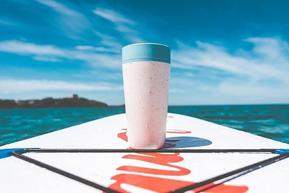 Circular and Co Reusable Coffee Cup 12oz/340ml - The World's First Travel Mug Made from Recycled Coffee Cups, 100% Leak-Proof, Sustainable & Insulated (Cream & Faraway Blue)