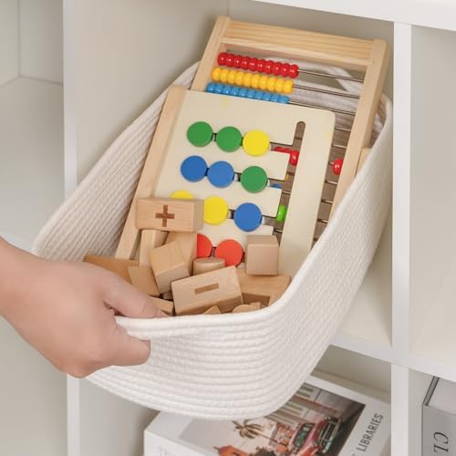 CubesLand Cute and Durable Small Cotton Rope Basket for Organizing