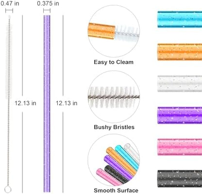 6 PCS Replacement Straws for Stanley|Owala|Simple Modern 40oz 30oz Tumbler, Reusable Color Drinking Straws with Cleaning Brush for Stanley Cup Accessorie，BPA Free, Dishwasher Safe