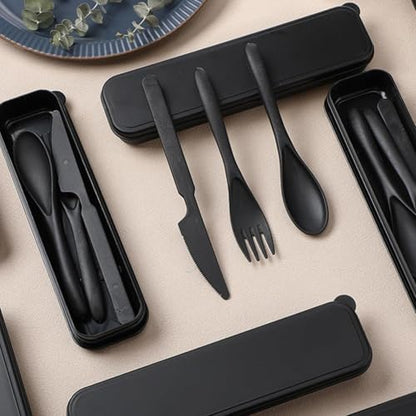 5Pack Wheat Straw Utensils, BPA Free Fork Spoon Knife with Storage Case