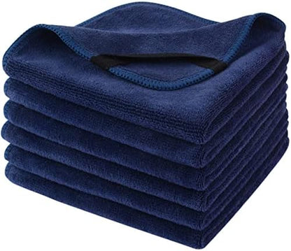 SINLAND Microfiber Facial Cloths Fast Drying Washcloth 12inch x 12inch (6pack, Navy Blue)