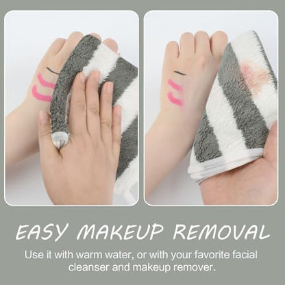 Microfiber Facial Cloths Fast Drying Washcloth 12x12inch Stripes 6 pack