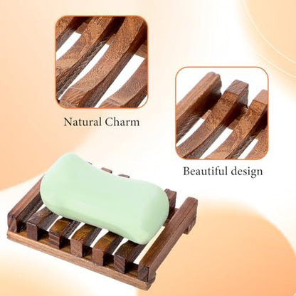 TIESOME 2 Pack Teak Soap Dish, Wooden Soap Holder, Natural Teak