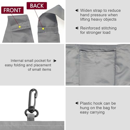 HOLYLUCK Reusable Grocery Bags,Heavy Duty Foldable Shopping Tote Bag (Extra Large, 3 Large Grey)