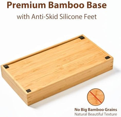 Umilife Bamboo Kitchen Drawer Organizer, 8 Inch Silverware Utensils Tray Holder for Small Drawer, Wood Caddy for Flatware Cutlery Knives