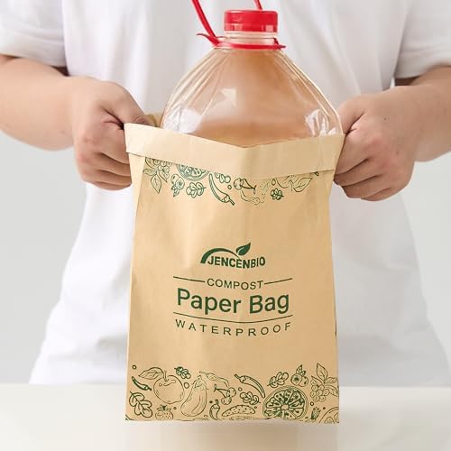 Compostable Paper Bag Leakproof Kitchen Food Waste Bag 30 Bags Waterproof Bin Liner with BPI Certified