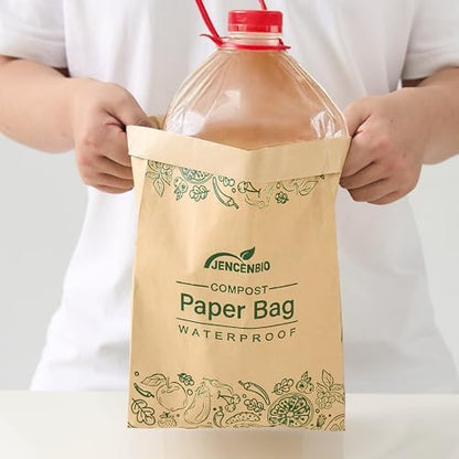 Compostable Paper Bag Leakproof Kitchen Food Waste Bag 30 Bags Waterproof Bin Liner with BPI Certified