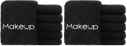 HOMEXCEL Makeup Remover Cloth 12 Pack,Premium Washable Soft 13x13 Inch Facial Cleansing Makeup Towels,Quick Dry Microfiber Face Towels Washcloths for All Skin Types,Black