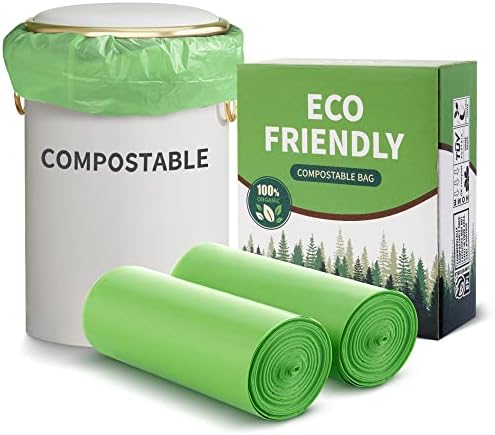 Compostable 8 Gallon Trash Bags Compost Small Garbage Bag Extra Thick 0.87 Mil for Kitchen Bathroom BPI Certified 30 Counts, Green