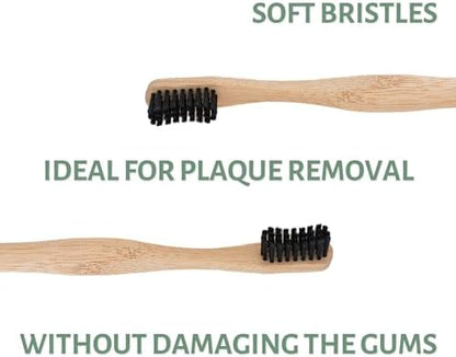 Living Well Dr. Michelle Bamboo Charcoal Toothbrush, Wood Color 4 Pack