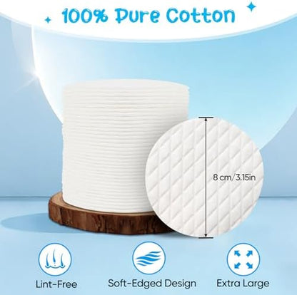 Premium Cotton Rounds（120 Count， Pack of 2 - Cotton Pads for Face, 100% Cotton Makeup Remover Pads, Soft and Lint-Free, for Removing Makeup, Nail Polish
