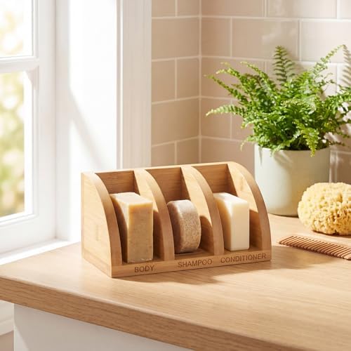 Shampoo Bar Holder Multi Bar Soap Dish, Bamboo, 6.3 x 3.3 x 3.1 Inch