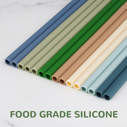 Tomorotec 15PCS Silicone Drinking Straws Fit for Stanley 40oz 30oz Tumbler