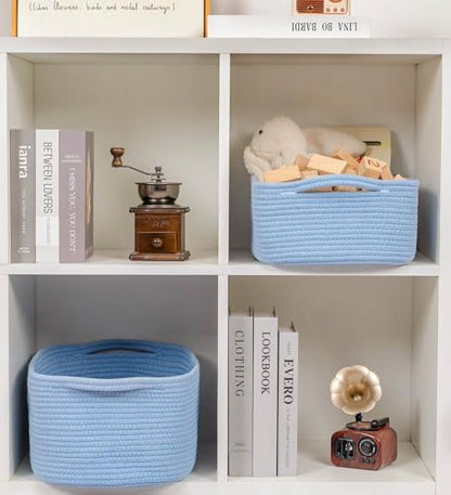 CubesLand Cute and Durable Small Cotton Rope Basket for Organizing