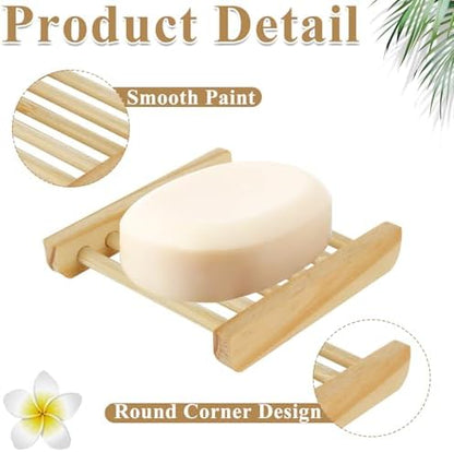 60 PCS Bamboo Soap Dish for Shower 3.3x3.5x0.7 Inch Wooden Soap Holder Self Draining Bamboo Soap Holder Handmade Wooden Soap Dish for Bar Soap Wood Soaps Tray for Bathroom, Shower, Kitchen