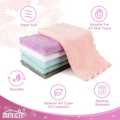 HOMEXCEL Premium Makeup Remover Cloth 24 Pack Reusable Soft Cleansing Cloth