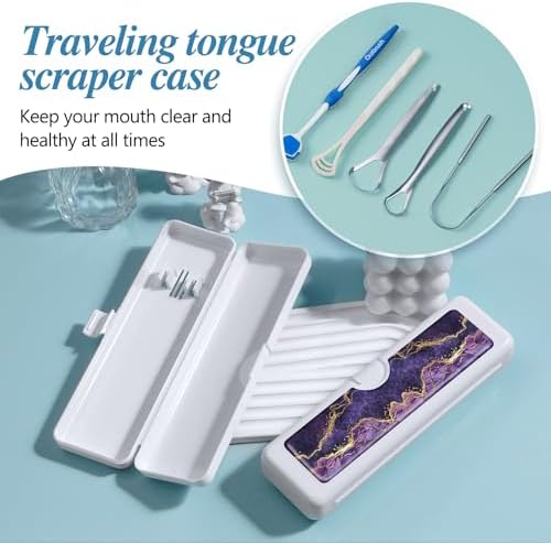 Toothbrush Travel Case - Colorful Pattern, Holder and Covers for Toothbrushes, Includes Tongue Scraper Case