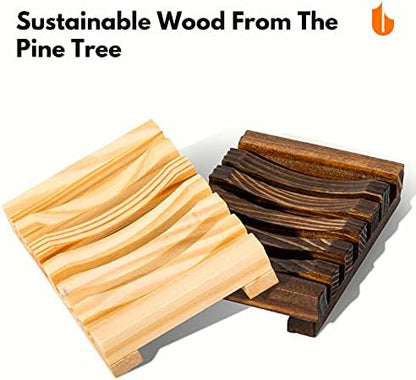 Natural Wooden Soap Dish for Shower Self Draining Bar Soap Holder 1Pack