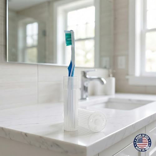 American Comb Toothbrush Holder - White, Made in USA, with Ventilation Holes, for Toothbrush Covers, Toothbrush Holder, Toothbrush Soft, Durable Design, Hygienic Bathroom Accessory