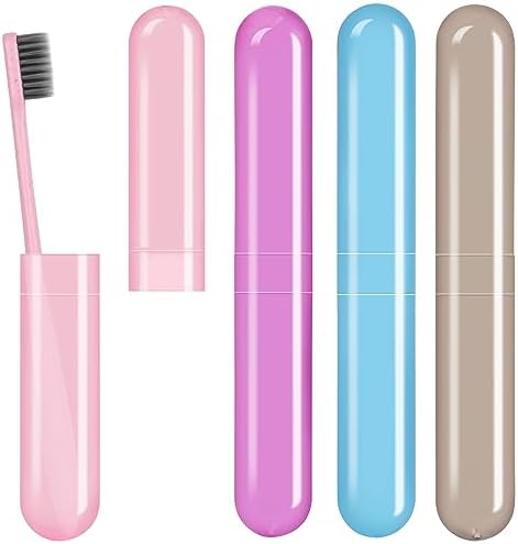 Hooqict 4 Pack Travel Toothbrush Case Portable Travel Toothbrush Holder Plastic Toothbrush Container Protector Cover Case for Traveling, Bathroom, Camping, Home, School, Business