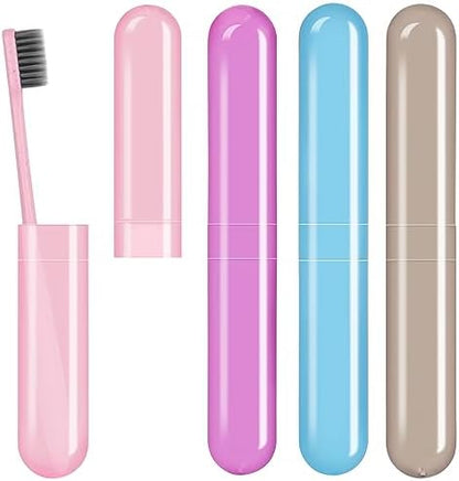 Hooqict 4 Pack Travel Toothbrush Case Portable Travel Toothbrush Holder Plastic Toothbrush Container Protector Cover Case for Traveling, Bathroom, Camping, Home, School, Business