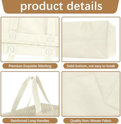 Reusable Grocery Bags 12.6 * 6.3 * 11.8 in - Non Woven Totes Bag with Reinforced Handles, Shopping Bags Bulk