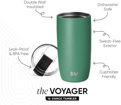 Simple Modern Travel Coffee Mug with Lid | 16oz | Green