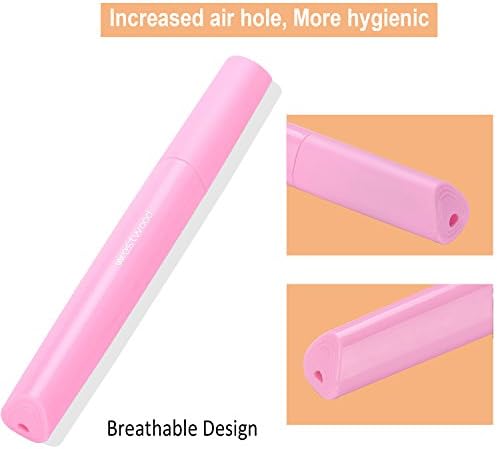 Plastic Travel Toothbrush Cover Portable Toothbrush Box, Breathable Design with Air Hole More Container Toothbrush Tube Container for Home Daily Travel Camping School Business Trip (Pink)