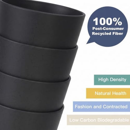 Wrova Wheat Straw Cups 6 PCS Good Alternative to Plastic Reusable Cups 12 oz Unbreakable Drinking Cup Reusable Dishwasher Safe Water Plastic Glasses Black