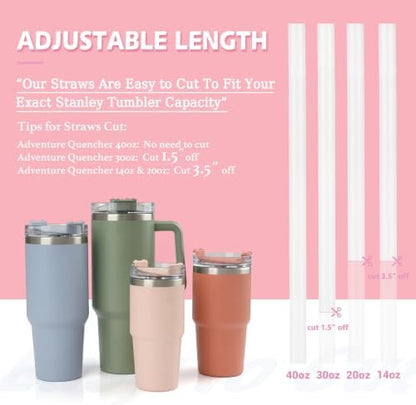 Jetstop Straw with Cover fit Stanley Quencher H2.0 14-40 oz Tumbler, 12pk