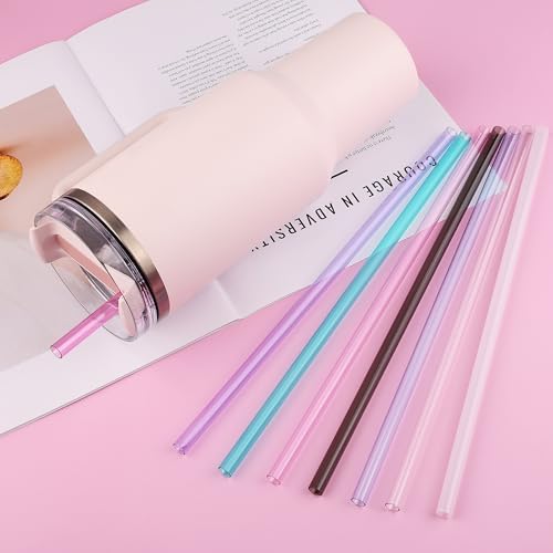 6Pack Replacement Straws for Stanley 40 oz 30 oz Tumblers, Reusable Tritan Straws with Cleaning Brush for Stanley Cup Accessorie