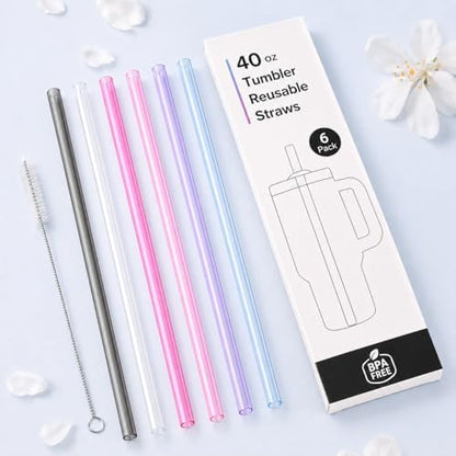 Joshey Replacement Straws for Stanley Quencher 40oz Tumbler, 6 Pack