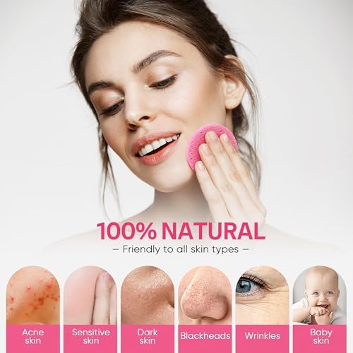 GAINWELL Bride to Be Gifts, 50-Count Compressed Facial Sponge, Daily Facial Cleansing and Exfoliating, 100％ Natural Cosmetic Spa Sponges for Makeup Remover, Reusable, Pink