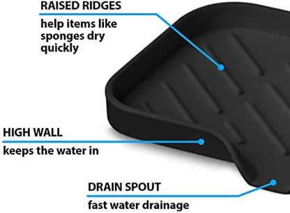 Multi-Functional Black Soap Holder - Soap Bar & Sponge Holder, Space-Saving Sink Caddy - Organize Your Kitchen!